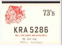 KRA-5286 Dell Fogle Winton CA 1960s Vintage Postcard CB QSL Card KRA-5286 Dell Fogle Winton CA 1960s Vintage Postcard CB QSL Card