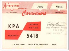 KPA-5418 Jerry Hawes Santa Rosa CA 1960s Vintage Postcard CB QSL KPA-5418 Jerry Hawes Santa Rosa CA 1960s Vintage Postcard CB QSL