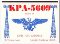 KPA-5609 John Anderson Oroville CA 1960s Vintage Postcard CB QSL