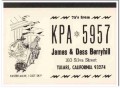 KPA-5957 James Berryhill Tulare CA 1960s Vintage Postcard CB QSL 1
