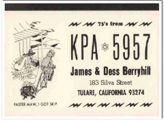 KPA-5957 James Berryhill Tulare CA 1960s Vintage Postcard CB QSL 1