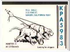 KPA-5983 Bill Galli Sanger CA 1960s Vintage Postcard CB QSL Card