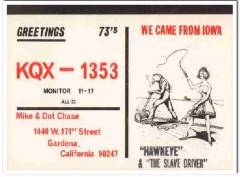KQX-1353 Mike Chase Gardena CA 1960s Vintage Postcard CB QSL Card