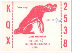 KQX-2538 Jim Morris Inglewood CA 1960s Vintage Postcard CB QSL Card KQX-2538 Jim Morris Inglewood CA 1960s Vintage Postcard CB QSL Card