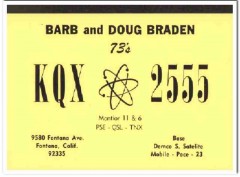 KQX-2555 Doug Braden Fontana CA 1960s Vintage Postcard CB QSL Card 1 KQX-2555 Doug Braden Fontana CA 1960s Vintage Postcard CB QSL Card 1