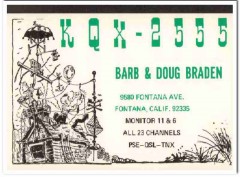 KQX-2555 Doug Braden Fontana CA 1960s Vintage Postcard CB QSL Card 2 KQX-2555 Doug Braden Fontana CA 1960s Vintage Postcard CB QSL Card 2