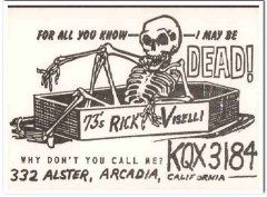 KQX-3184 Rick Viselli Arcadia CA 1960s Vintage Postcard CB QSL Card KQX-3184 Rick Viselli Arcadia CA 1960s Vintage Postcard CB QSL Card