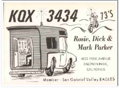 KQX-3434 Dick Parker Baldwin Park CA 1960s Vintage Postcard CB QSL KQX-3434 Dick Parker Baldwin Park CA 1960s Vintage Postcard CB QSL