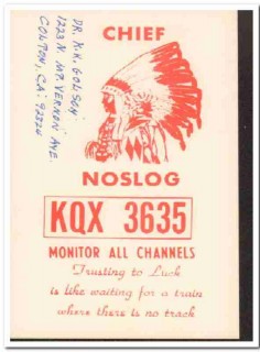 KQX-3635 K Kendall Golson Colton CA 1960s Vintage Postcard CB QSL KQX-3635 K Kendall Golson Colton CA 1960s Vintage Postcard CB QSL