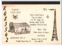 KQX-3542 Tom Carter Rialto CA 1960s Vintage Postcard CB QSL Card KQX-3542 Tom Carter Rialto CA 1960s Vintage Postcard CB QSL Card