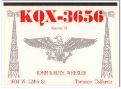 KQX-3656 John Wheeler Torrance CA 1960s Vintage Postcard CB QSL 2 KQX-3656 John Wheeler Torrance CA 1960s Vintage Postcard CB QSL 2