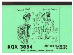 KQX-3884 Alf Shadley Fontana CA 1960s Vintage Postcard CB QSL Card KQX-3884 Alf Shadley Fontana CA 1960s Vintage Postcard CB QSL Card