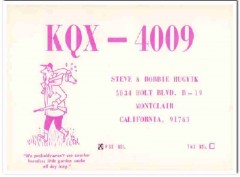 KQX-4009 Steve Hugyik Montclair CA 1960s Vintage Postcard CB QSL KQX-4009 Steve Hugyik Montclair CA 1960s Vintage Postcard CB QSL