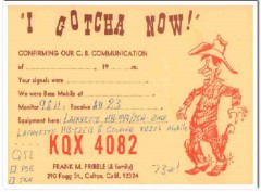 KQX-4082 Frank Pribble Colton CA 1960s Vintage Postcard CB QSL Card KQX-4082 Frank Pribble Colton CA 1960s Vintage Postcard CB QSL Card
