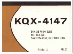 KQX-4147 Don Ellis San Bernadino CA 1960s Vintage Postcard CB QSL 1 KQX-4147 Don Ellis San Bernadino CA 1960s Vintage Postcard CB QSL 1