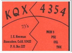 KQX-4354 J E Newman Atascadero CA 1960s Vintage Postcard CB QSL