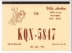 KQX-5847 Villa Horton Bloomington CA 1960s Vintage Postcard CB QSL
