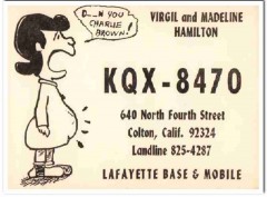KQX-8470 Virgil Hamilton Colton CA 1960s Vintage Postcard CB QSL 2 KQX-8470 Virgil Hamilton Colton CA 1960s Vintage Postcard CB QSL 2