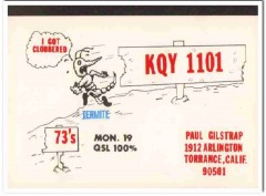 KQY-1101 Paul Gilstrap Torrance CA 1960s Vintage Postcard CB QSL KQY-1101 Paul Gilstrap Torrance CA 1960s Vintage Postcard CB QSL