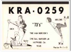 KRA-0259 Dick Van Norden Hayward CA 1960s Vintage Postcard CB QSL KRA-0259 Dick Van Norden Hayward CA 1960s Vintage Postcard CB QSL