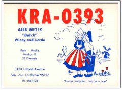 KRA-0393 Alex Meyer San Jose CA 1960s Vintage Postcard CB QSL Card KRA-0393 Alex Meyer San Jose CA 1960s Vintage Postcard CB QSL Card