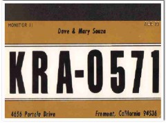 KRA-0571 Dave Souza Fremont CA 1960s Vintage Postcard CB QSL Card KRA-0571 Dave Souza Fremont CA 1960s Vintage Postcard CB QSL Card