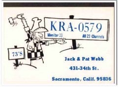 KRA-0579 Jack Webb Sacramento CA 1960s Vintage Postcard CB QSL Card