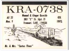 KRA-0738 Manuel Querido Fremont CA 1960s Vintage Postcard CB QSL