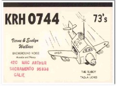 KRH-0744 Verne Wallace Sacramento CA 1960s Vintage Postcard CB QSL KRH-0744 Verne Wallace Sacramento CA 1960s Vintage Postcard CB QSL