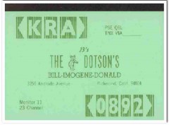 KRA-0892 Bill Dotson Richmond CA 1960s Vintage Postcard CB QSL 2