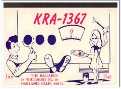 KRA-1367 Jim Ballard Oakland CA 1960s Vintage Postcard CB QSL Card