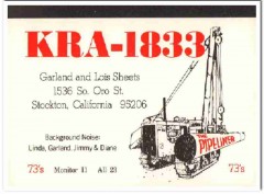 KRA-1833 Garland Sheets Stockton CA 1960s Vintage Postcard CB QSL 2 KRA-1833 Garland Sheets Stockton CA 1960s Vintage Postcard CB QSL 2