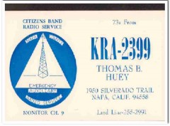 KRA-2399 Thomas Huey Napa CA 1960s Vintage Postcard CB QSL Card KRA-2399 Thomas Huey Napa CA 1960s Vintage Postcard CB QSL Card