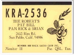 KRA-2536 Bill Roberts San Pablo CA 1960s Vintage Postcard CB QSL 1 KRA-2536 Bill Roberts San Pablo CA 1960s Vintage Postcard CB QSL 1