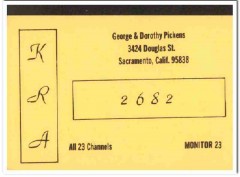 KRA-2682 George Pickens Sacramento CA 1960s Vintage Postcard CB QSL KRA-2682 George Pickens Sacramento CA 1960s Vintage Postcard CB QSL