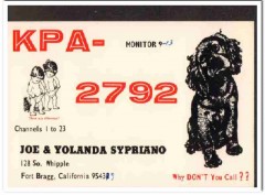 KPA-2792 Joe Sypriano Fort Bragg CA 1960s Vintage Postcard CB QSL