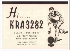 KRA-3282 M D Parrish Seaside CA 1960s Vintage Postcard CB QSL Card KRA-3282 M D Parrish Seaside CA 1960s Vintage Postcard CB QSL Card