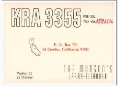 KRA-3355 Larry Munson El Cerrito CA 1960s Vintage Postcard CB QSL KRA-3355 Larry Munson El Cerrito CA 1960s Vintage Postcard CB QSL