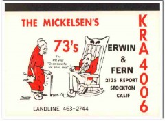 KRA-4006 Erwin Mickelsen Stockton CA 1960s Vintage Postcard CB QSL KRA-4006 Erwin Mickelsen Stockton CA 1960s Vintage Postcard CB QSL