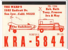 KRA-5844 Bob Ward San Jose CA 1960s Vintage Postcard CB QSL Card KRA-5844 Bob Ward San Jose CA 1960s Vintage Postcard CB QSL Card