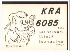 KRA-6085 Bob Edwards Greenfield CA 1960s Vintage Postcard CB QSL KRA-6085 Bob Edwards Greenfield CA 1960s Vintage Postcard CB QSL