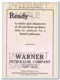 Warner Petroleum Company 1921 Vintage Ad Oil Ready Make Spot Shipments Warner Petroleum Company 1921 Vintage Ad Oil Ready Make Spot Shipments