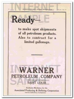 Warner Petroleum Company 1921 Vintage Ad Oil Ready Make Spot Shipments Warner Petroleum Company 1921 Vintage Ad Oil Ready Make Spot Shipments