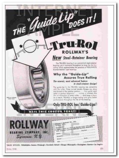 rollway bearing company 1948 the guide lip does it vintage ad