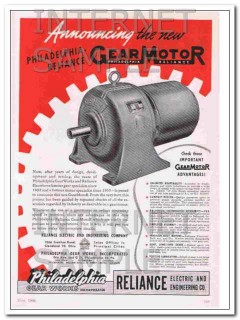 philadelphia-reliance 1948 gear works electric gearmotor vintage ad