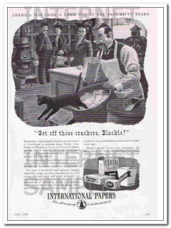 international paper company 1948 cat get off those crackers vintage ad international paper company 1948 cat get off those crackers vintage ad