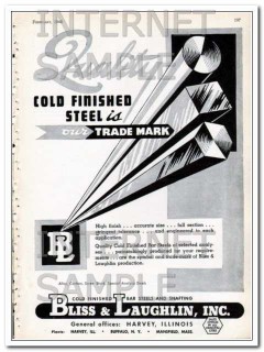 bliss and laughlin inc 1948 quality cold finished steel vintage ad