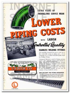 ladish company 1948 lower piping cost seamless weld fitting vintage ad