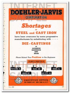 doehler-jarvis corp 1948 shortages of steel cast iron vintage ad