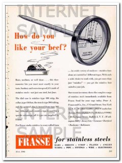 peter a frasse company 1948 how do you like beef stainless vintage ad